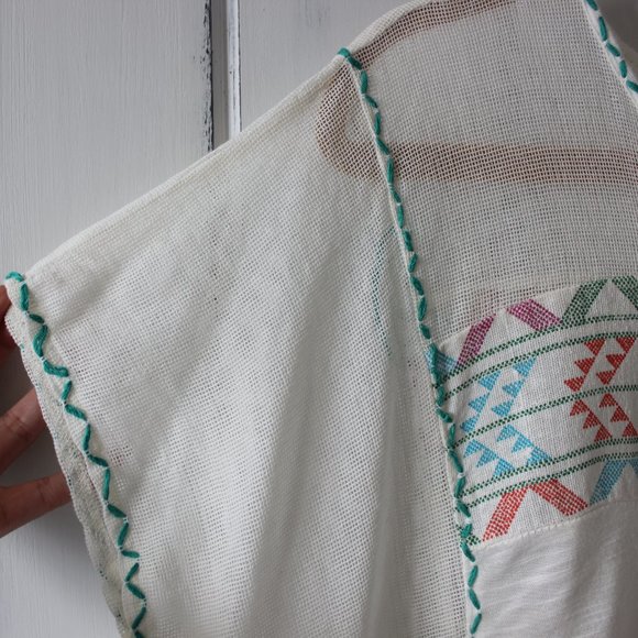 FREE PEOPLE OFF WHITE BABY DOLL TOP WI/EMBROIDERY - Picture 5 of 10